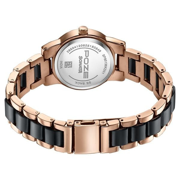 Sonata Poze White Dial Two-Tone Metal & Plastic Strap Women's Watch SP80136KD01 - view 6