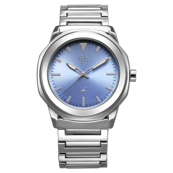 Fastrack Vyb Quest Blue Sunburst Dial Silver Metal Strap Men's Watch - view 1