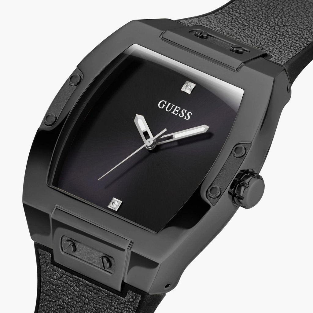 Guess Tonneau Black Dial Black Leather Strap Men's Watch GW0386G1 - view 5