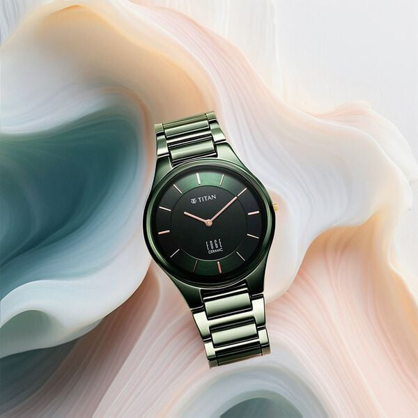 Titan Edge Ceramic Glossy Green Dial Ceramic Strap Men's Watch 1696QC06 - view 7