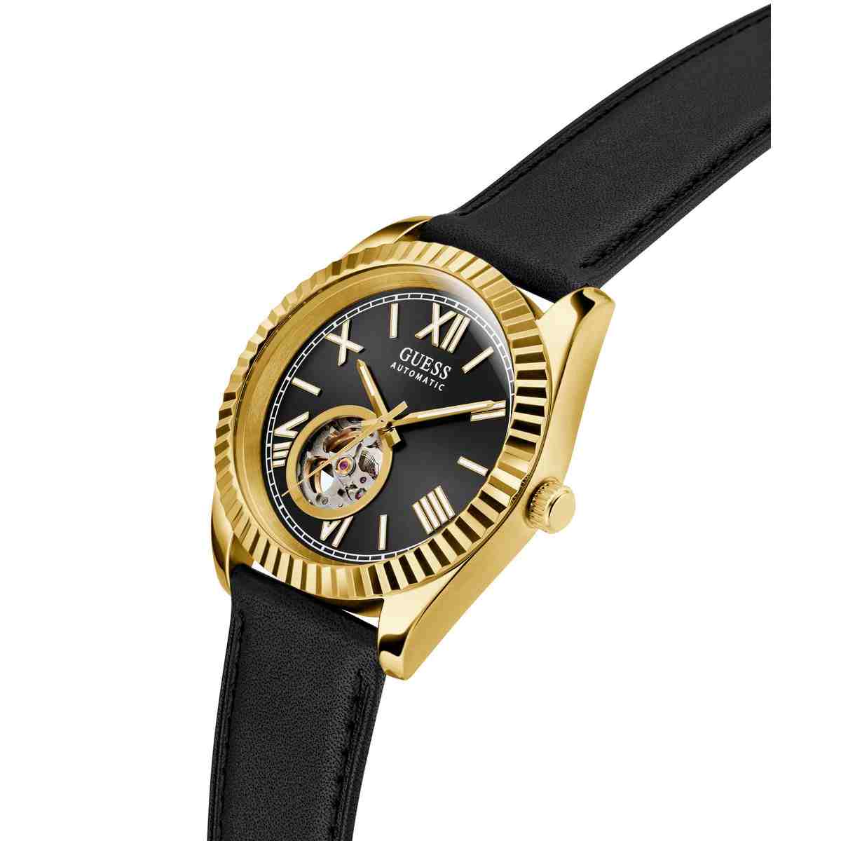 Guess Connoisseur Automatic Black Dial Leather Strap Men's Watch GW0985G2 - view 7