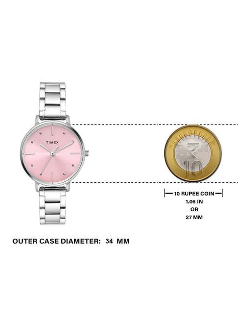 Timex Pink Dial Silver Stainless Steel Strap Women's Watch TWEL15824 - view 6