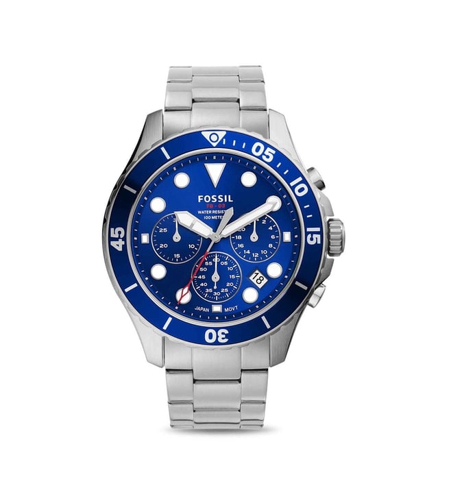 Fossil FB-03 Chronograph Blue Dial Silver Steel Strap Men's Watch FS5724 - view 1