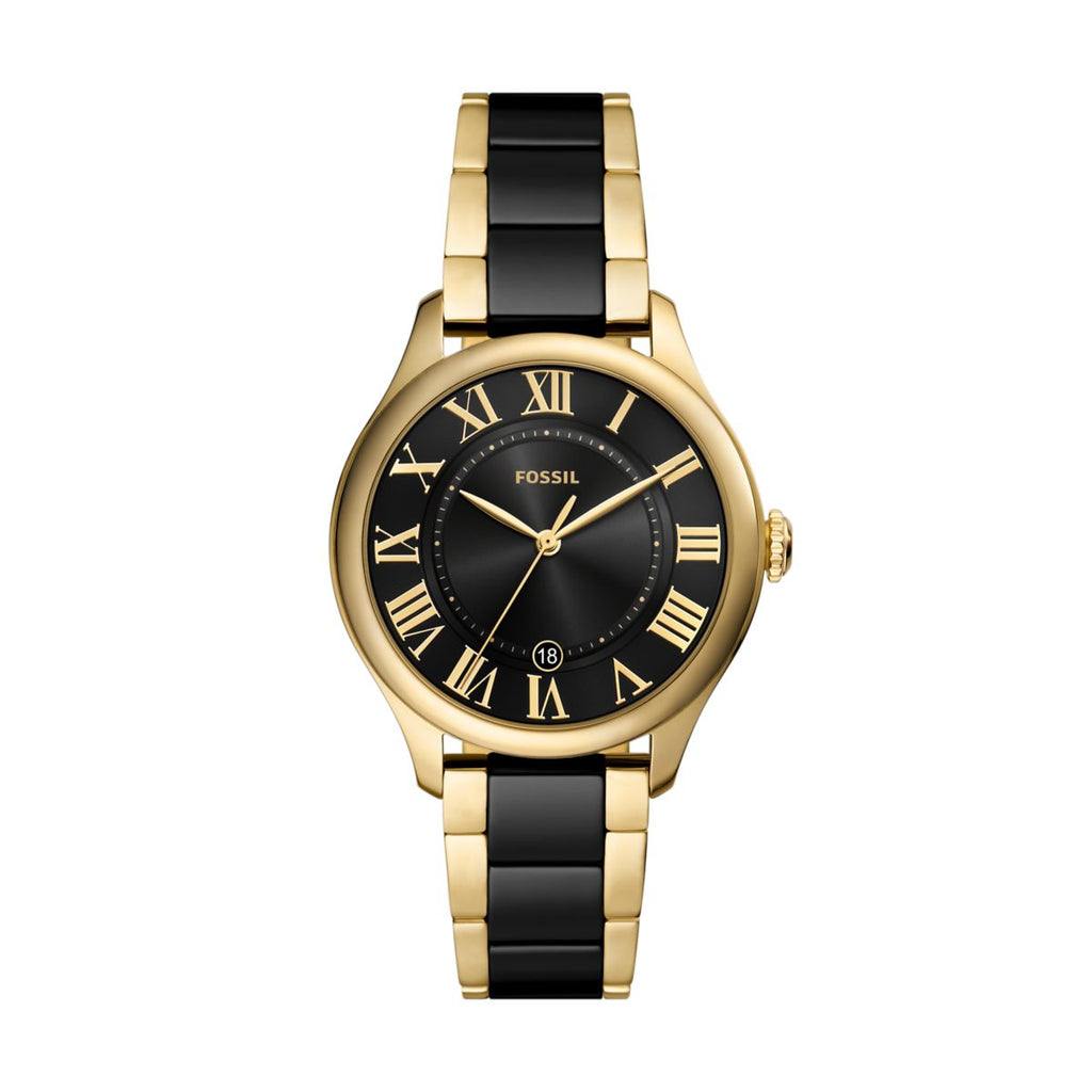 Fossil Gilmore Ceramic Black Dial Gold-Tone and Black Ceramic Strap Women's Watch CE1132 - view 1