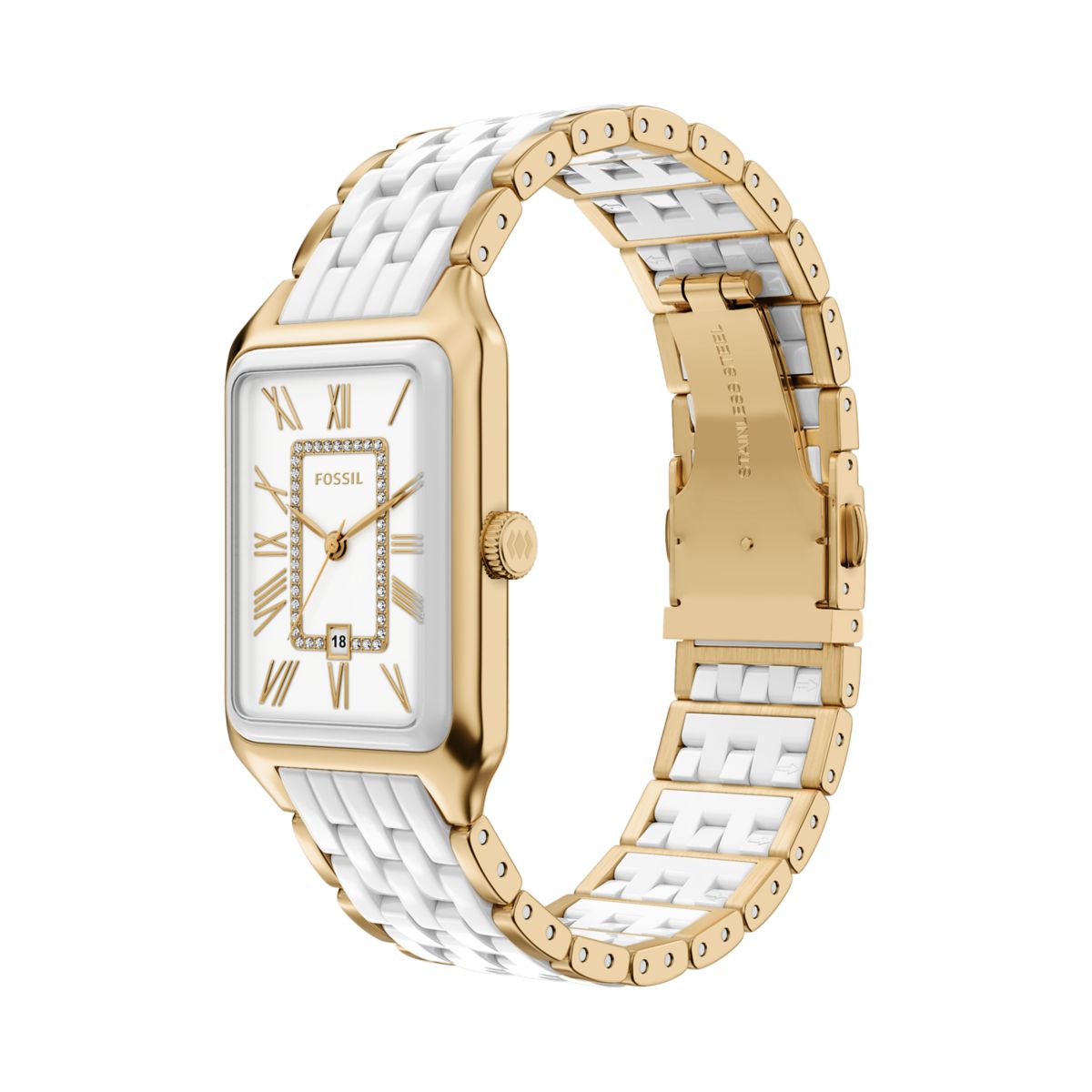 Fossil Raquel Ceramic White Dial Gold-Tone and White Ceramic Strap Women's Watch CE1136 - view 6