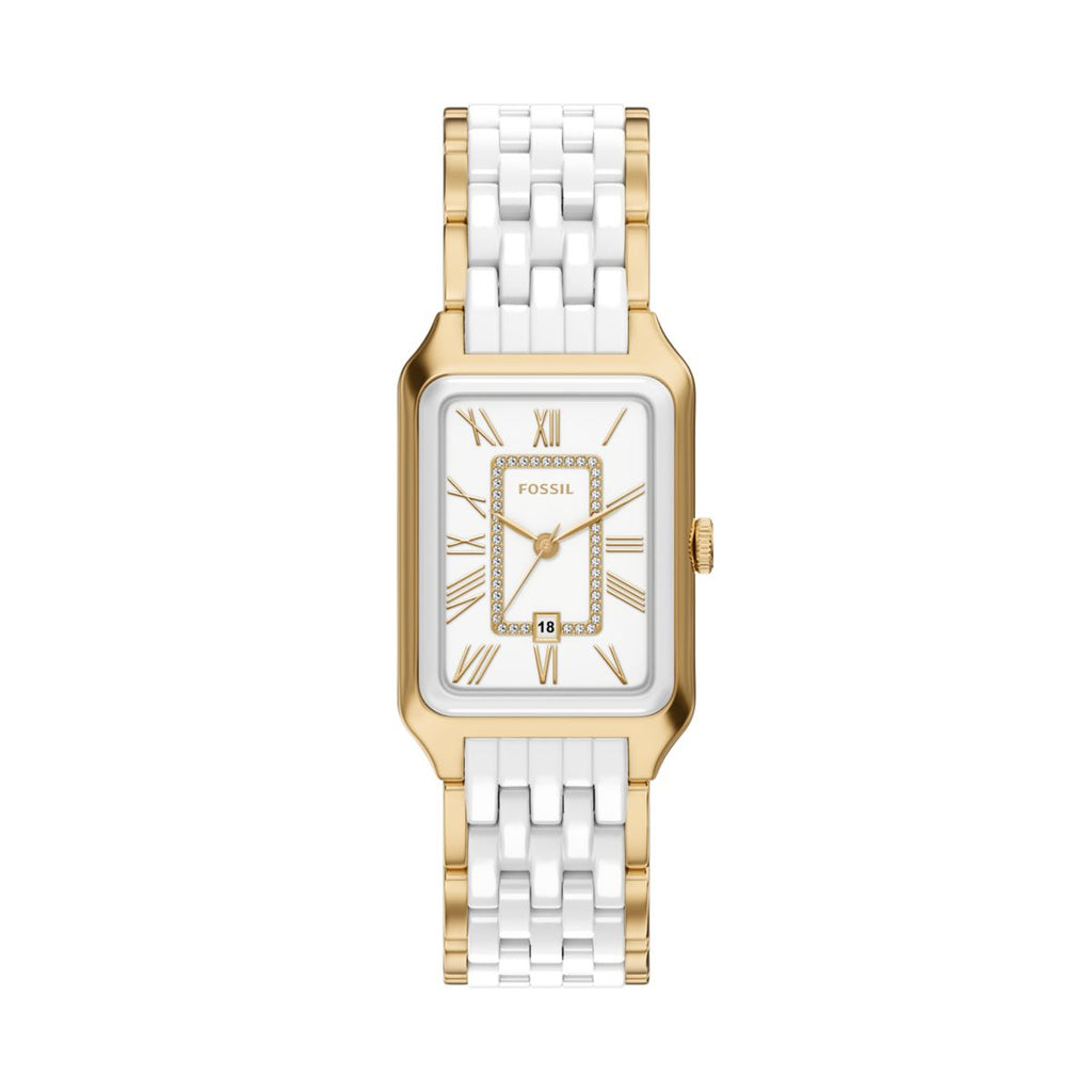 Fossil Raquel Ceramic White Dial Gold-Tone and White Ceramic Strap Women's Watch CE1136 - view 1