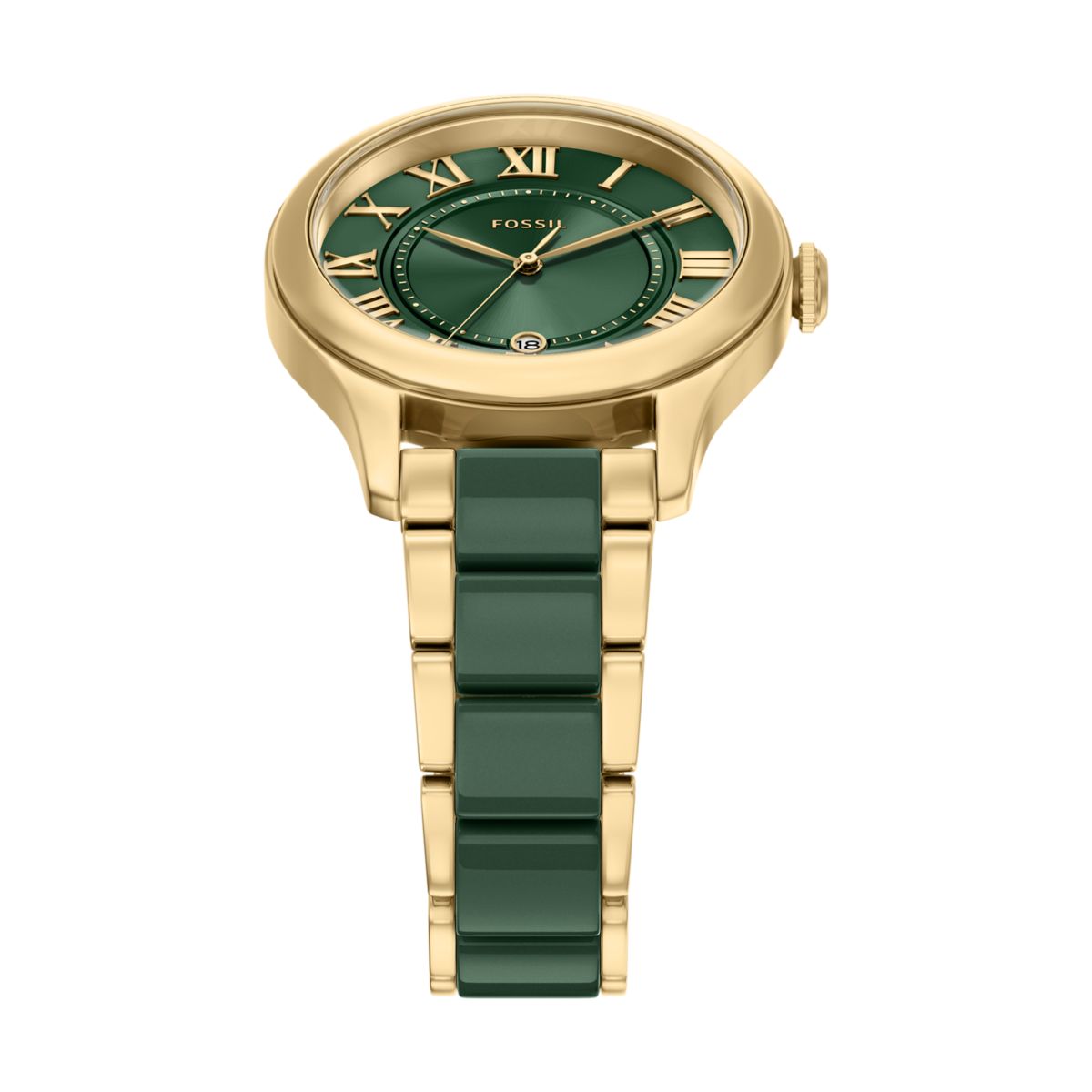 Fossil Gilmore Ceramic Green Dial Gold-Tone and Green Ceramic Strap Women's Watch CE1138 - view 4