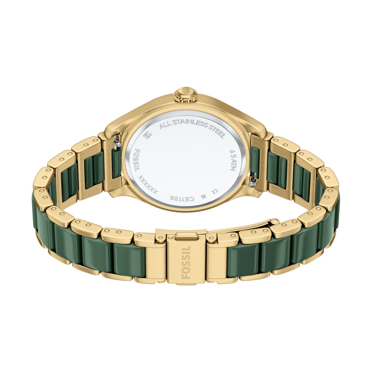 Fossil Gilmore Ceramic Green Dial Gold-Tone and Green Ceramic Strap Women's Watch CE1138 - view 5
