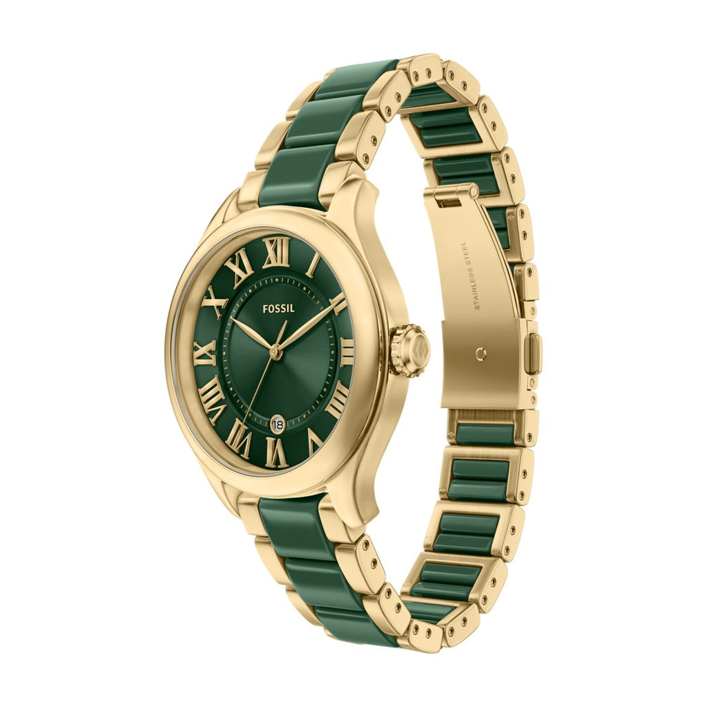 Fossil Gilmore Ceramic Green Dial Gold-Tone and Green Ceramic Strap Women's Watch CE1138 - view 6