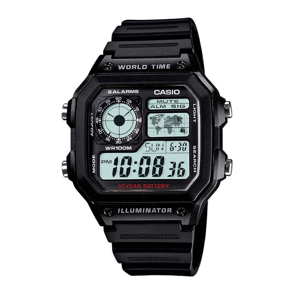 Casio Youth Black Digital Dial Black Resin Strap Men's Watch AE-1200WH-1AV - view 2