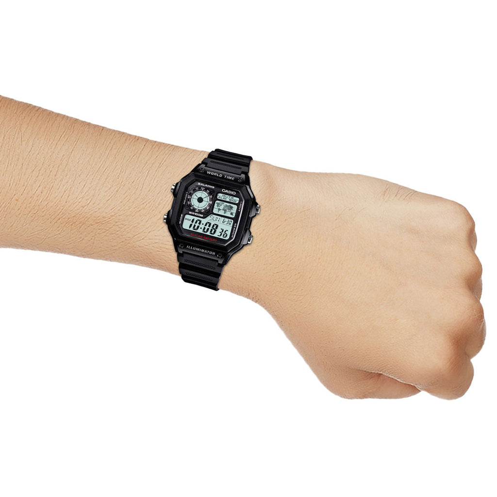 Casio Youth Black Digital Dial Black Resin Strap Men's Watch AE-1200WH-1AV - view 7