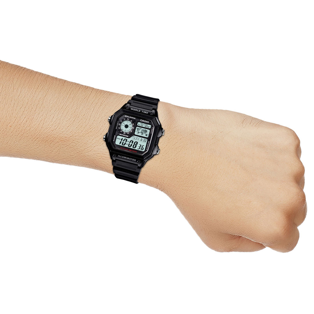 Casio Youth Black Digital Dial Black Resin Strap Men's Watch AE-1200WH-1AV - view 7