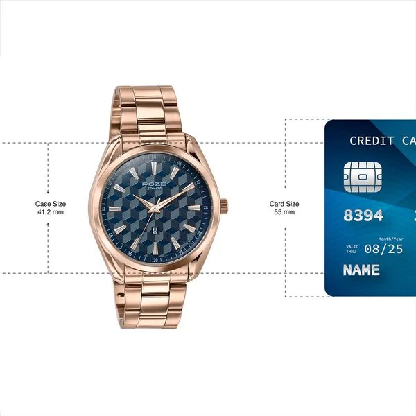 Sonata Poze Blue Dial Rose Gold Stainless Steel Strap Men's Watch SP70066WM01 - view 3