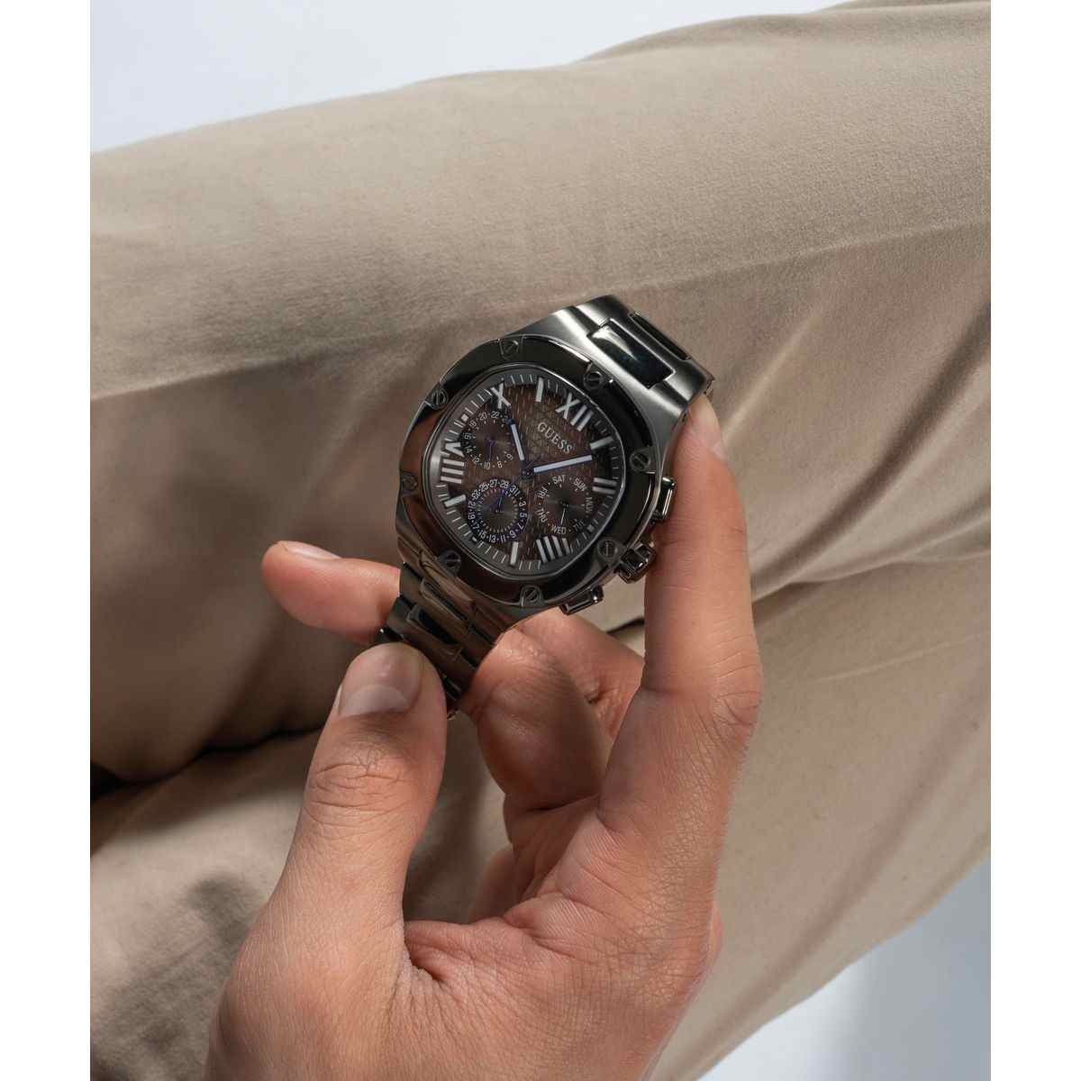 Guess Grey Dial Gunmetal Stainless Steel Strap Men's Watch GW0572G5 - view 6