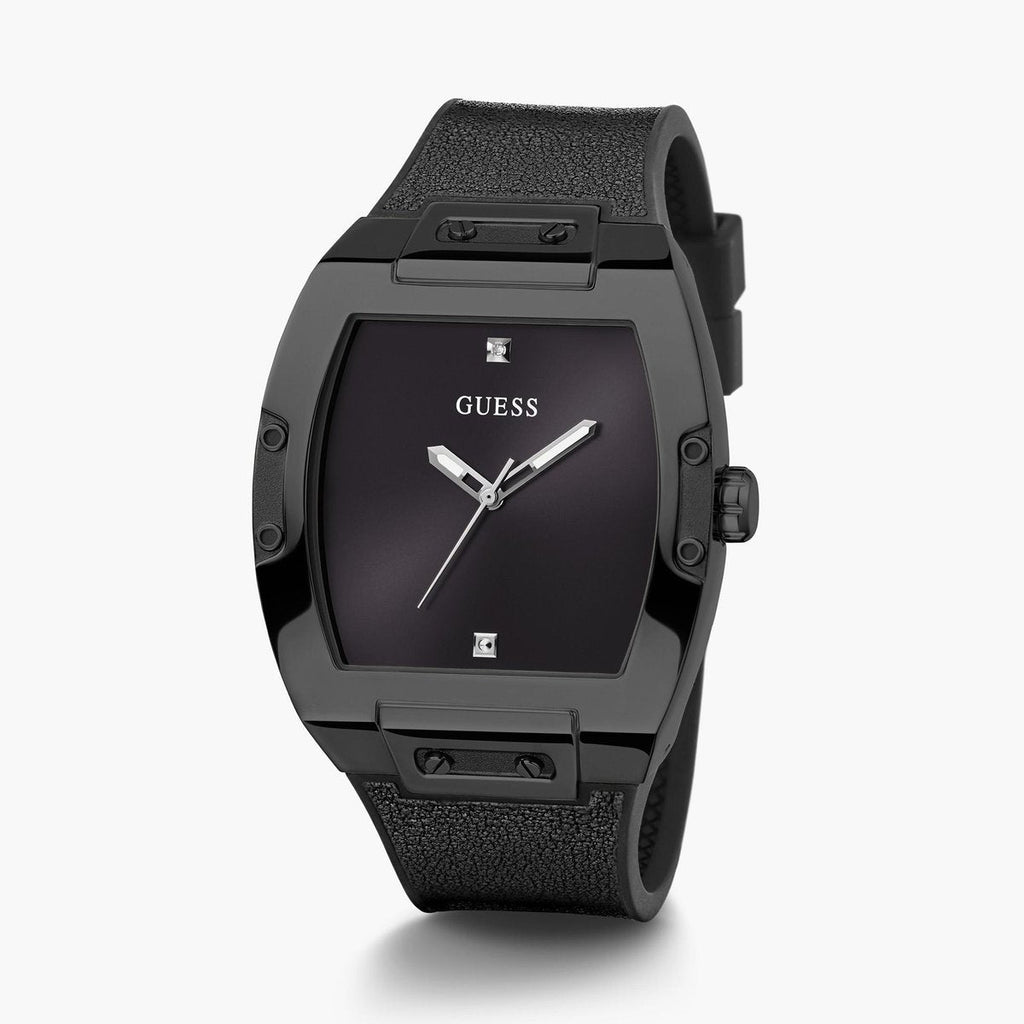 Guess Tonneau Black Dial Black Leather Strap Men's Watch GW0386G1 - view 3