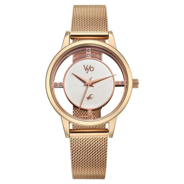 Fastrack Vyb Runway White Dial Rose Gold Steel Strap Women's Watch FV60090WM01 - view 1