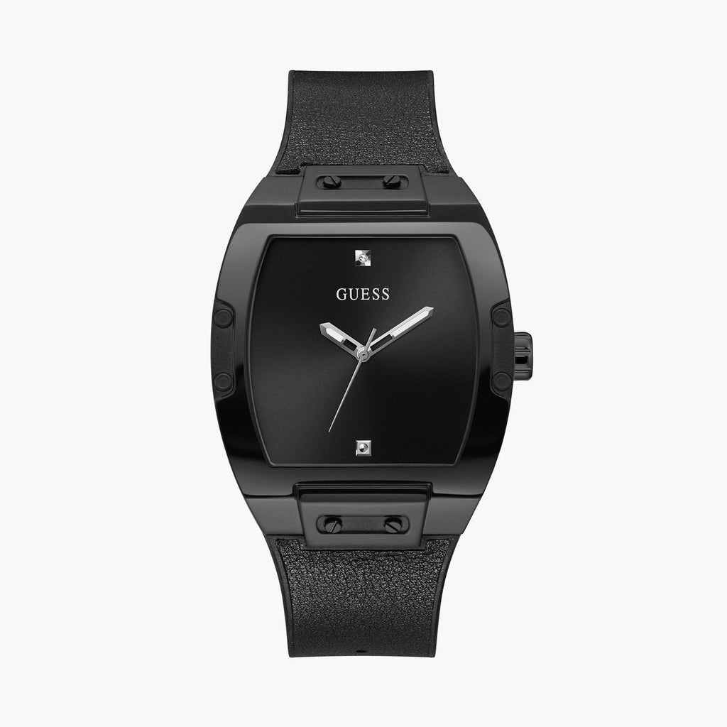 Guess Tonneau Black Dial Black Leather Strap Men's Watch GW0386G1 - view 2