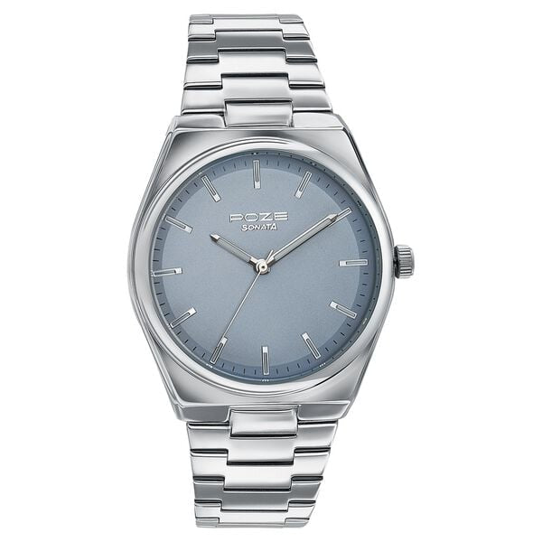 Sonata Poze Blue Dial Silver Metal Strap Men's Analog Watch SP70078SM01 - view 1