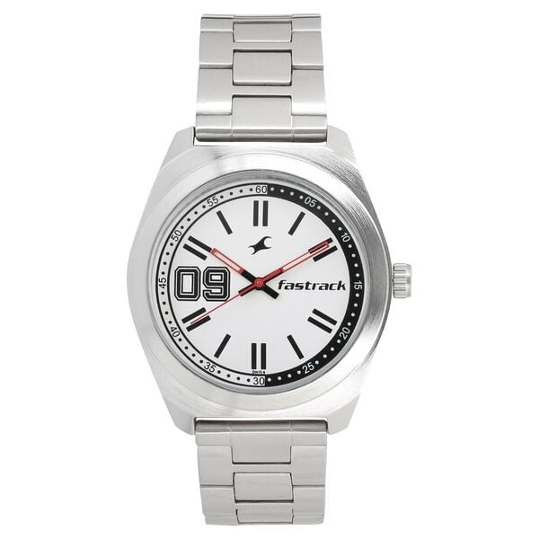 Fastrack Varsity White Dial Silver Stainless Steel Strap Men's Watch 3179SM01 - view 1