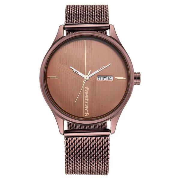 Fastrack Style Up Brown Dial Brown Stainless Steel Strap Men's Watch - view 2