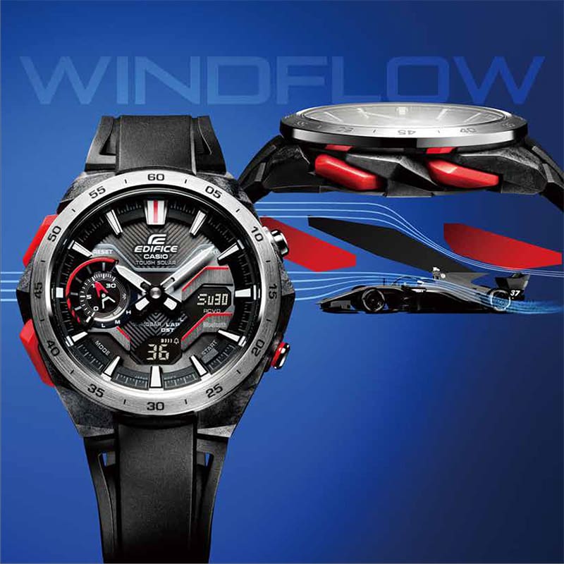 Casio Edifice Windflow Black Dial Resin Strap Solar Bluetooth Men's Watch ECB-2200P-1A - view 2