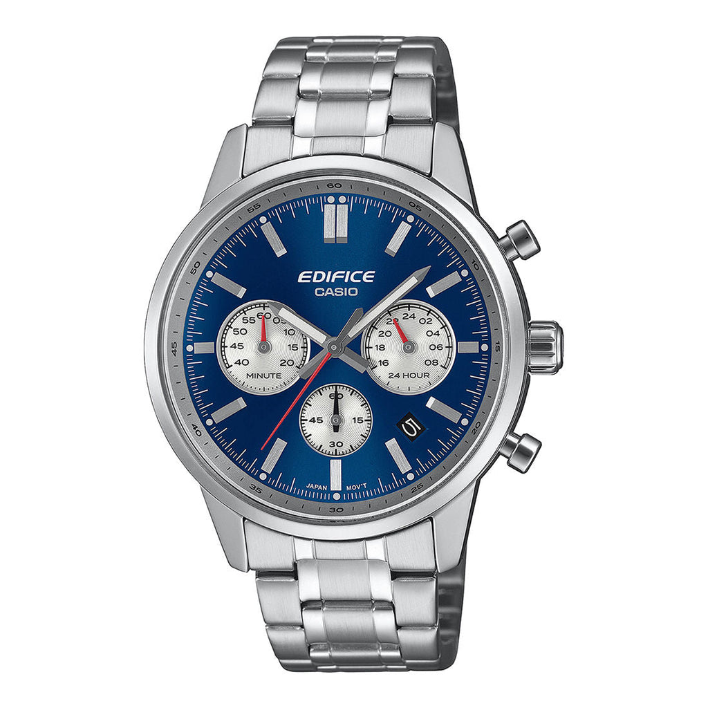Casio Edifice Chronograph Blue Dial Silver Stainless Steel Strap Men's Watch EFR-575D-2A - view 1