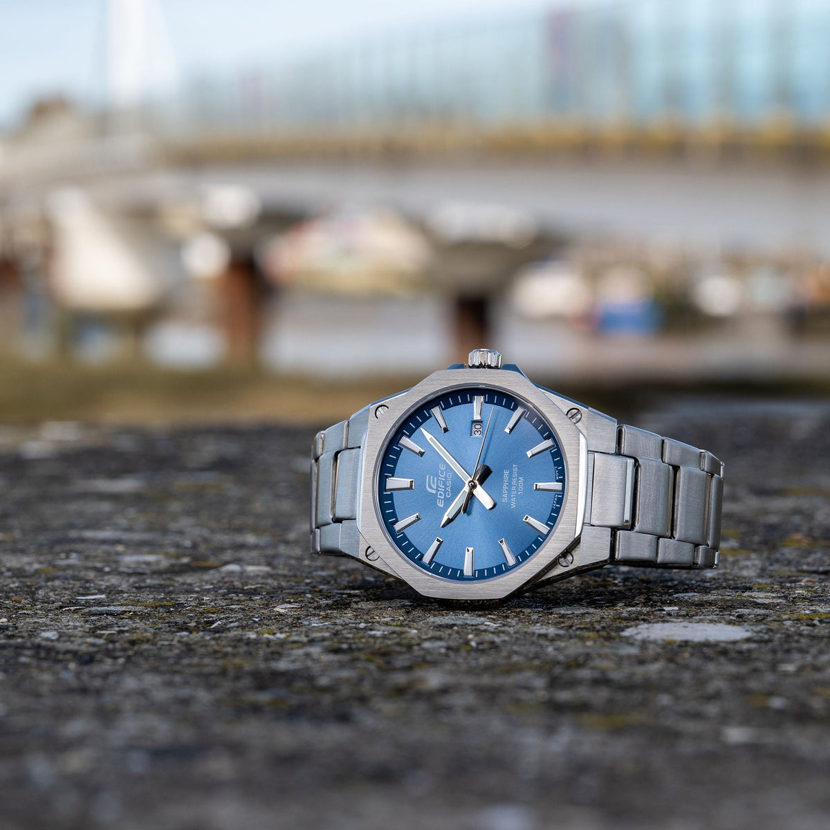 Casio Edifice Slim Blue Dial Silver Stainless Steel Strap Men's Watch EFR-S108D-2AV - view 4