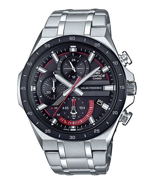 Casio Edifice Solar Chronograph Black Dial Silver Stainless Steel Strap Men's Watch EQS-920DB-1AV - view 1