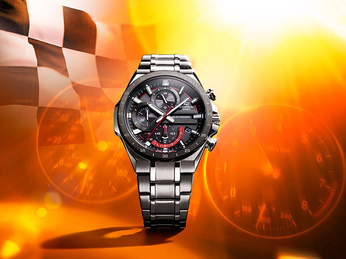 Casio Edifice Solar Chronograph Black Dial Silver Stainless Steel Strap Men's Watch EQS-920DB-1AV - view 2