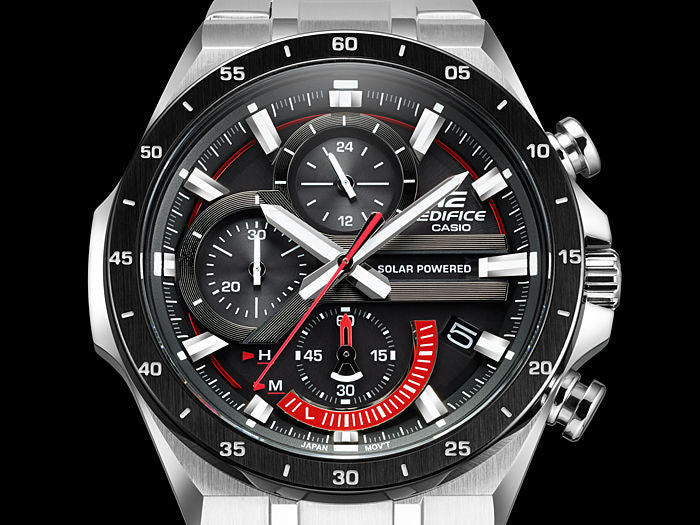 Casio Edifice Solar Chronograph Black Dial Silver Stainless Steel Strap Men's Watch EQS-920DB-1AV - view 4