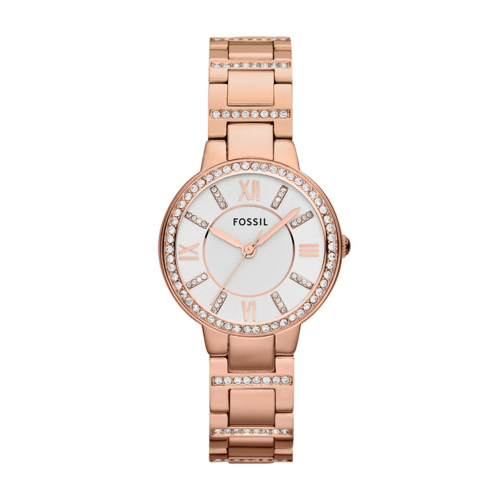 Fossil Virginia Silver Dial Rose Gold-Tone Stainless Steel Strap Women's Watch ES3284 - view 1