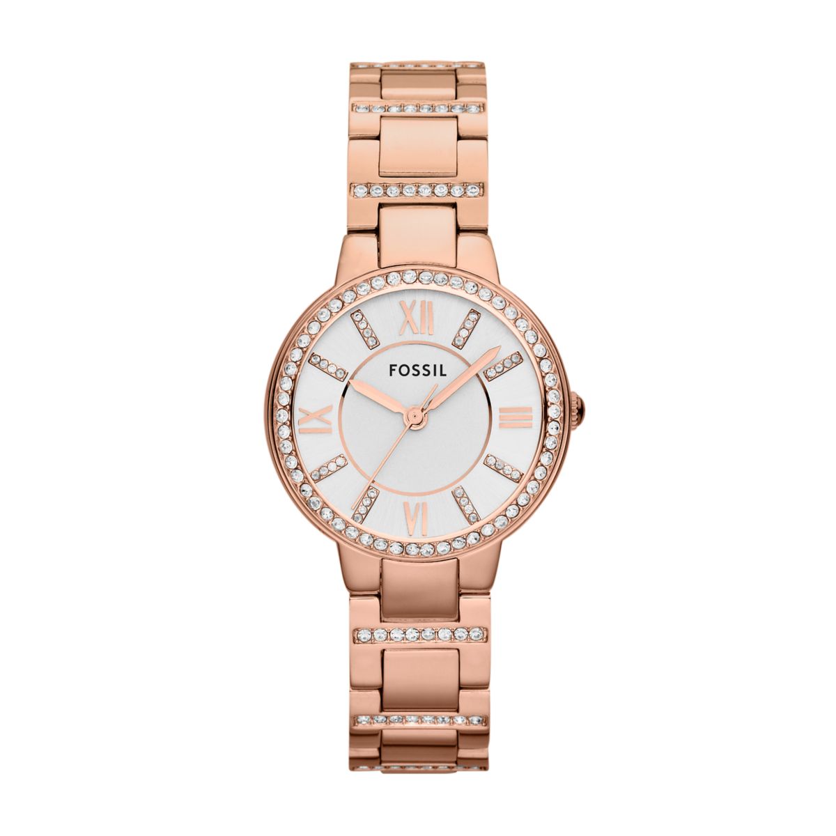 Fossil Virginia Silver Dial Rose Gold-Tone Stainless Steel Strap Women's Watch ES3284 - view 1