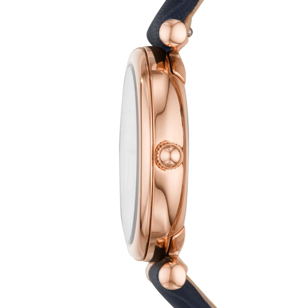 Fossil Carlie Mini White Mother-of-Pearl Dial Navy Leather Strap Kids' Watch ES4502 - view 3