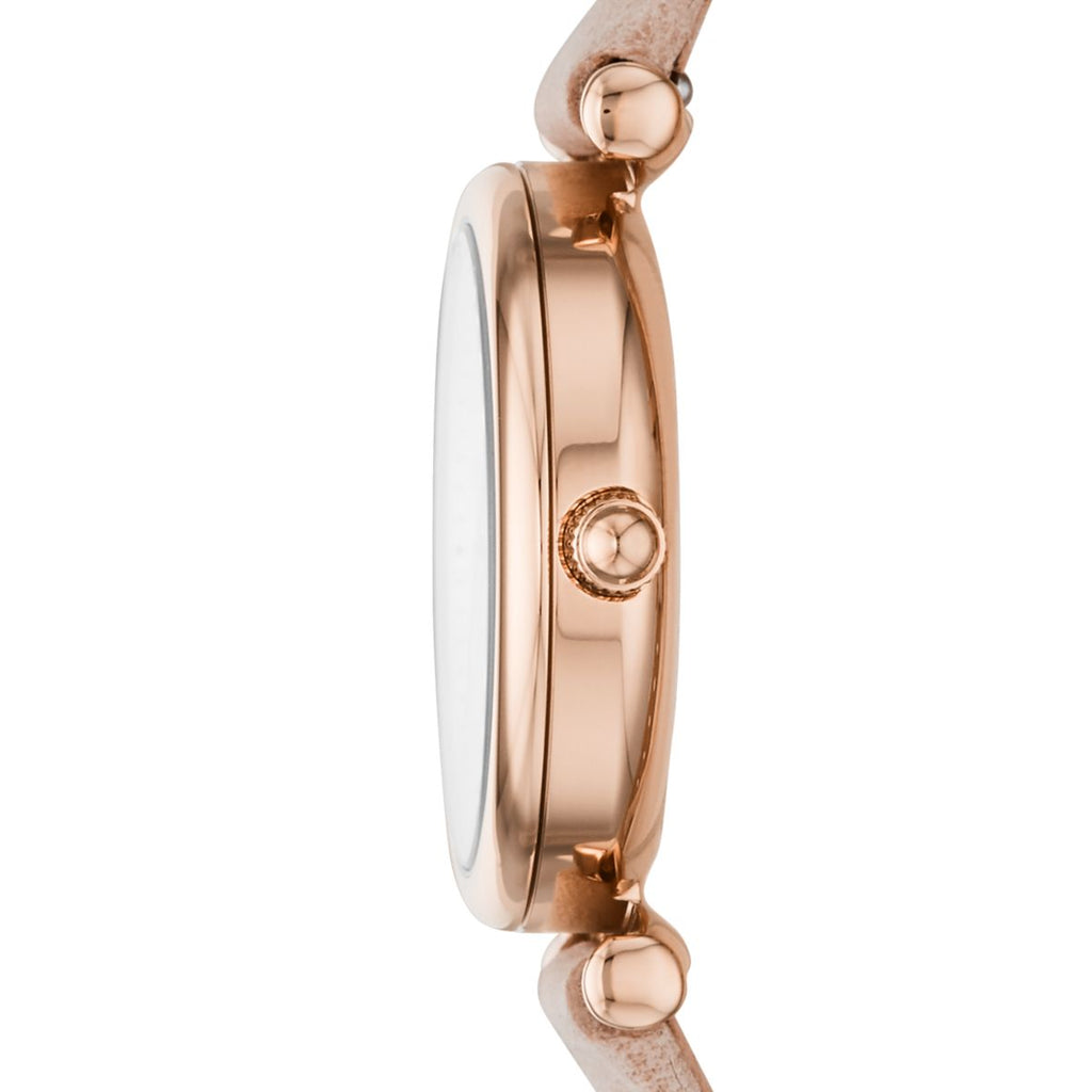 Fossil Carlie Mini White Mother-of-Pearl Dial Blush Leather Strap Women's Watch ES4699 - view 3