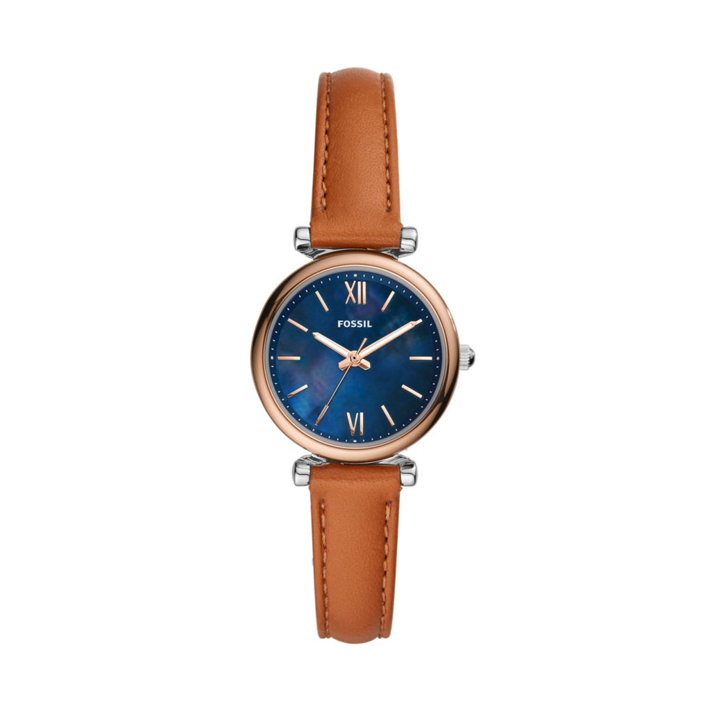 Fossil Carlie Mini Blue Dial Tan Leather Strap Kids' Watch ES4701 - view 1