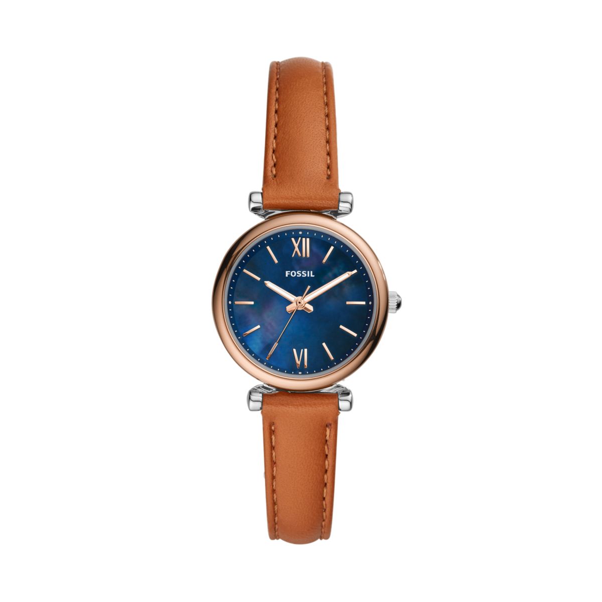 Fossil Carlie Mini Blue Dial Tan Leather Strap Kids' Watch ES4701 - view 1