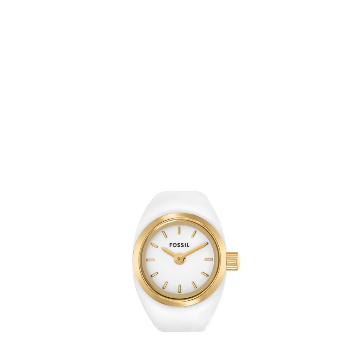 Fossil Watch Ring Two-Hand White Enamel Gold-Tone Stainless Steel Women's ES5412 - view 2
