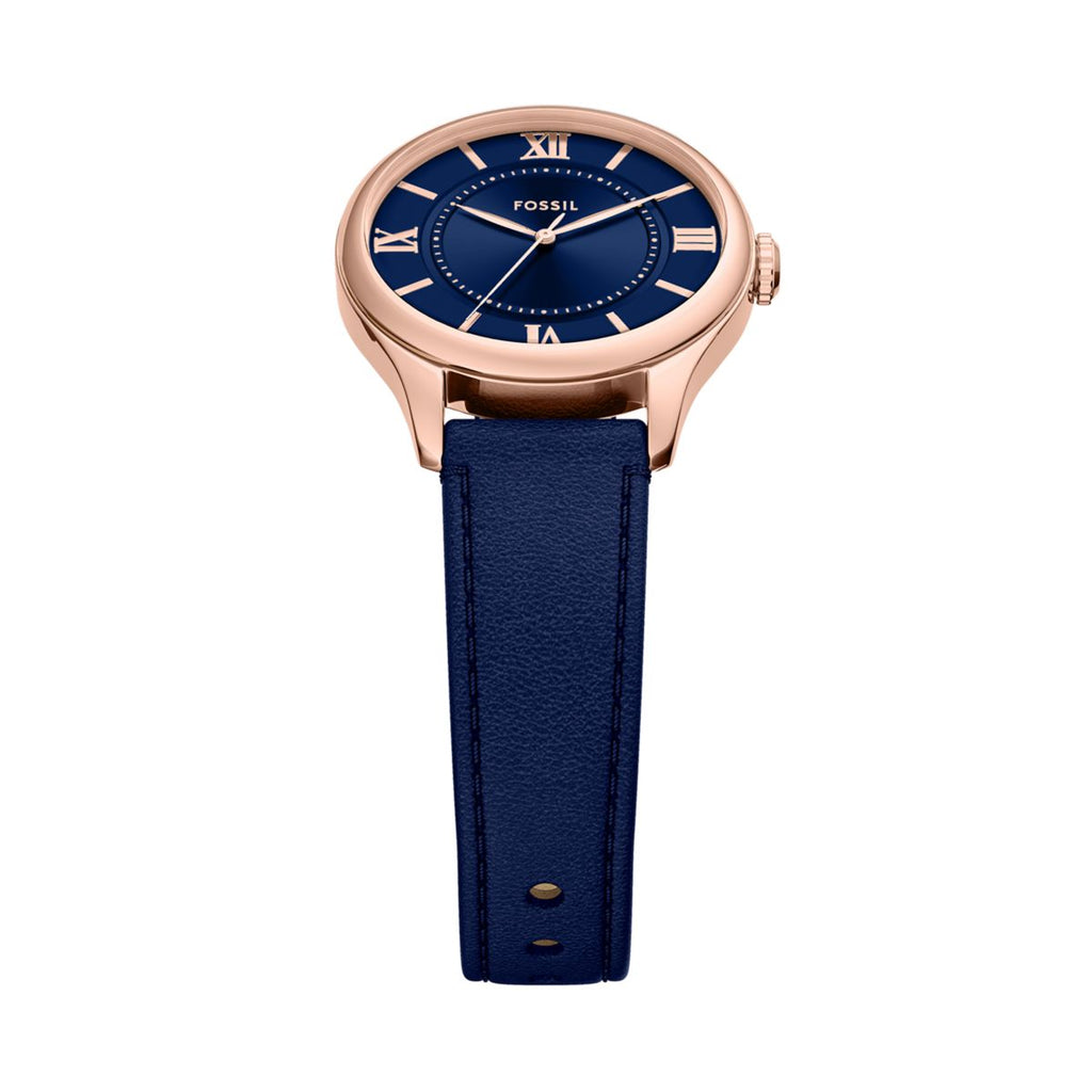 Fossil Gilmore Navy Blue Dial Navy Leather Strap Women's Watch ES5424 - view 4