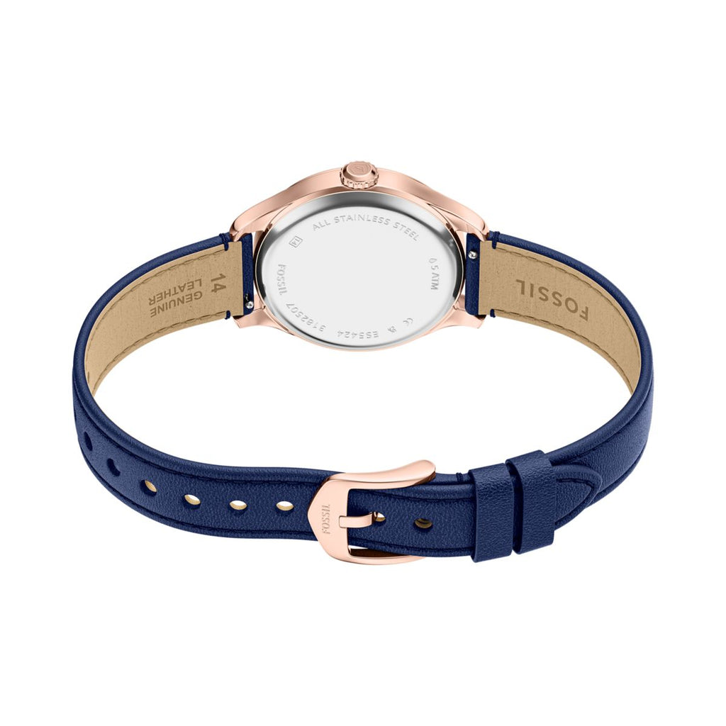 Fossil Gilmore Navy Blue Dial Navy Leather Strap Women's Watch ES5424 - view 5
