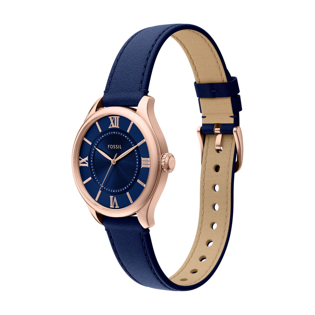 Fossil Gilmore Navy Blue Dial Navy Leather Strap Women's Watch ES5424 - view 6
