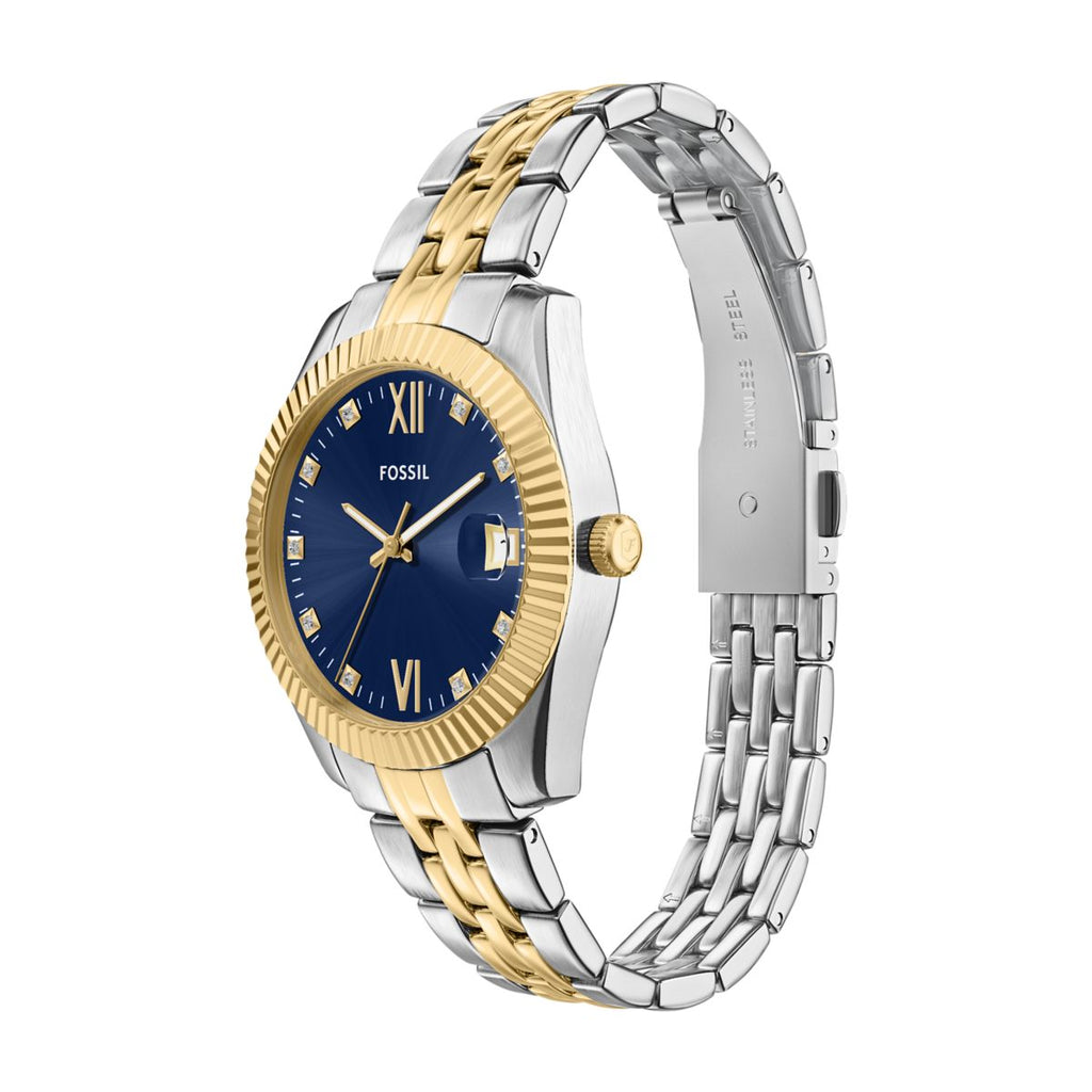 Fossil Scarlette Blue Dial Two-Tone Stainless Steel Strap Women's Watch ES5443 - view 6
