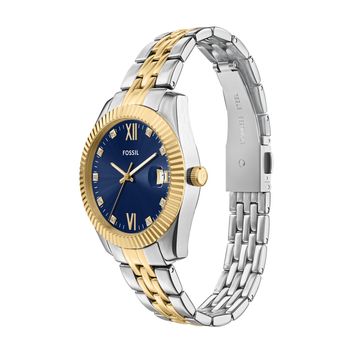 Fossil Scarlette Blue Dial Two-Tone Stainless Steel Strap Women's Watch ES5443 - view 6