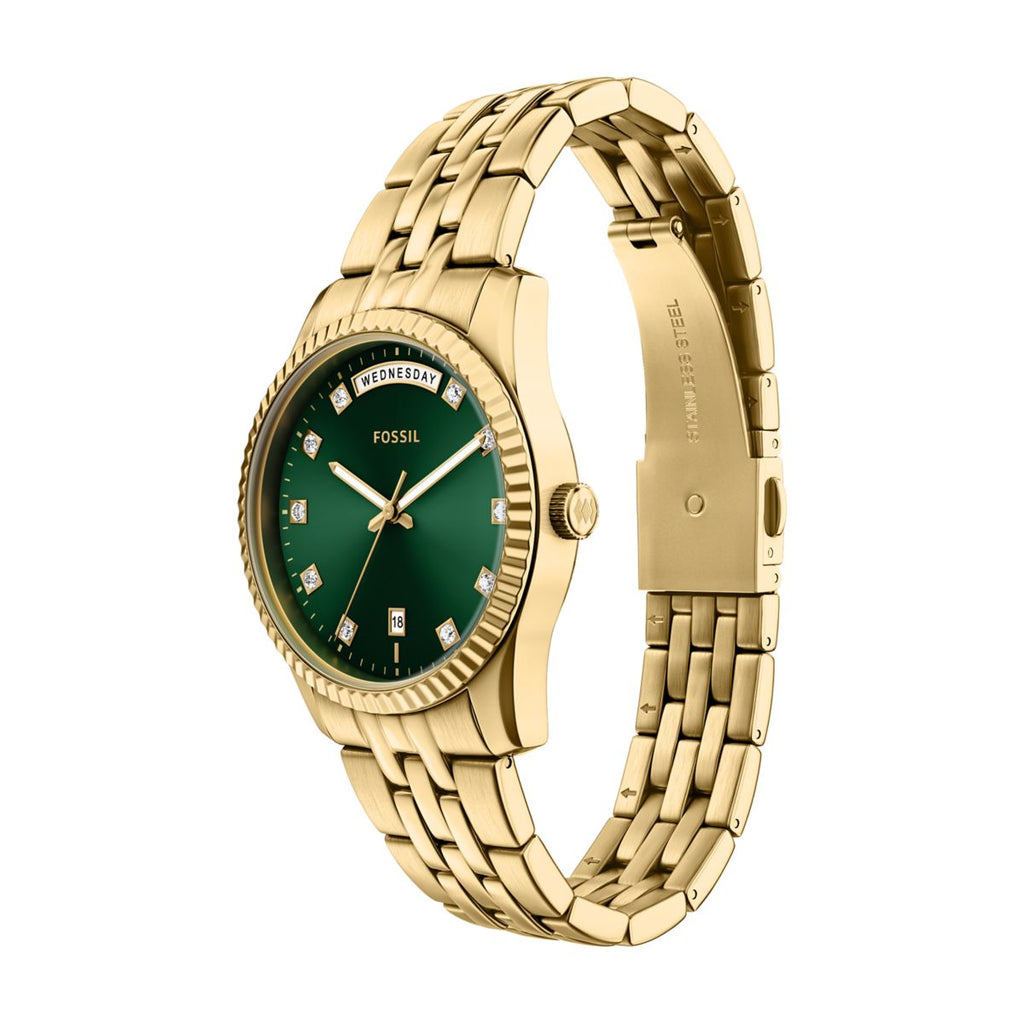 Fossil Scarlette Green Dial Gold-Tone Stainless Steel Strap Women's Watch ES5460 - view 6
