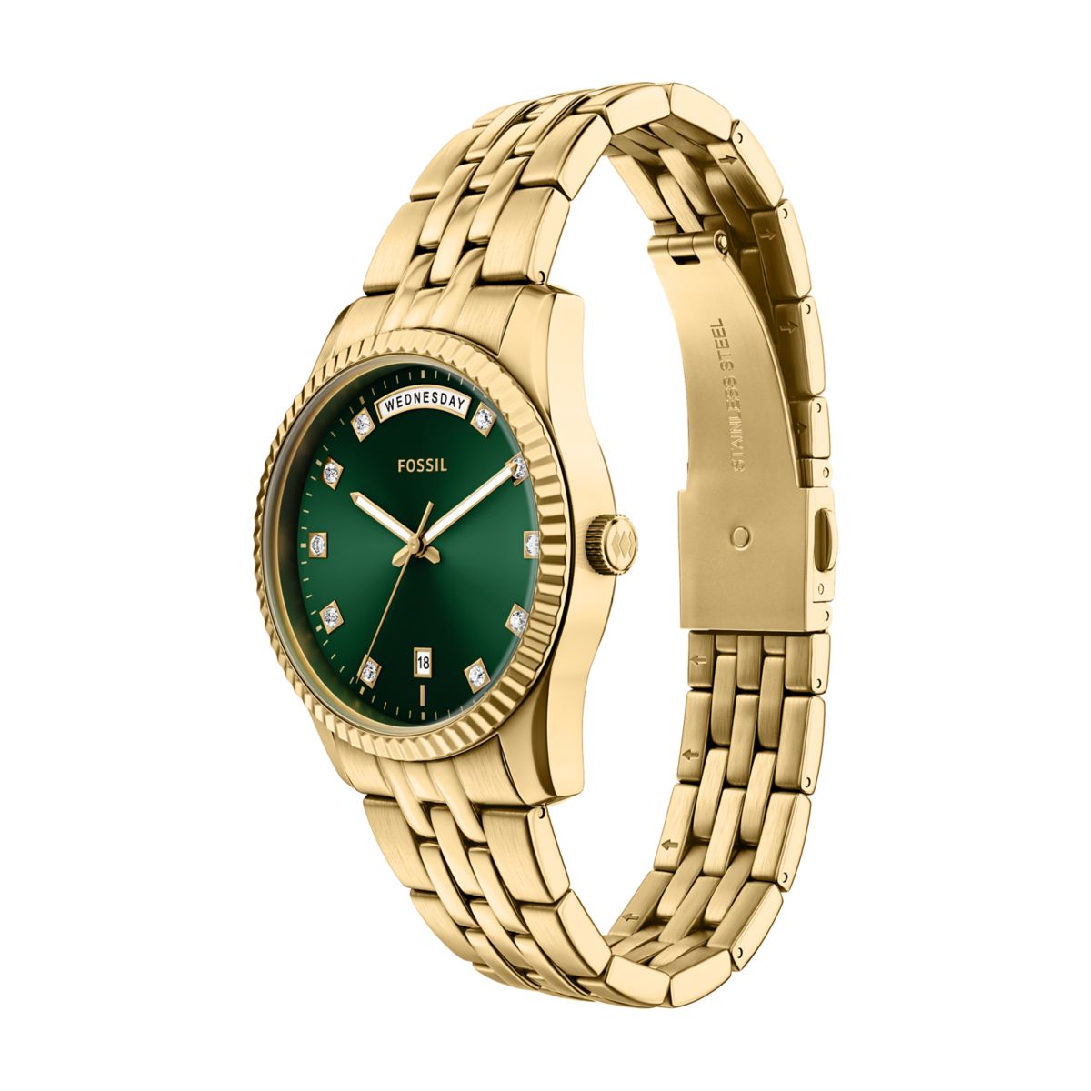 Fossil Scarlette Green Dial Gold-Tone Stainless Steel Strap Women's Watch ES5460 - view 6