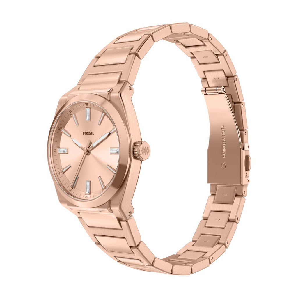 Fossil Everett Rose Gold Dial Rose Gold-Tone Stainless Steel Strap Women's Watch ES5491 - view 6