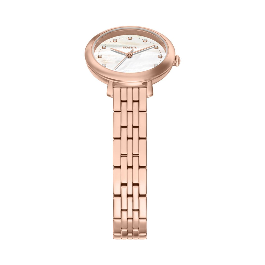 Fossil Heidi White Mother-of-Pearl Dial Rose Gold-Tone Stainless Steel Strap Women's Watch ES5502 - view 4