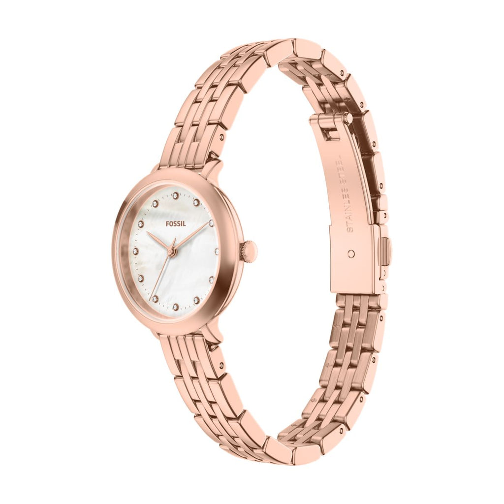 Fossil Heidi White Mother-of-Pearl Dial Rose Gold-Tone Stainless Steel Strap Women's Watch ES5502 - view 6