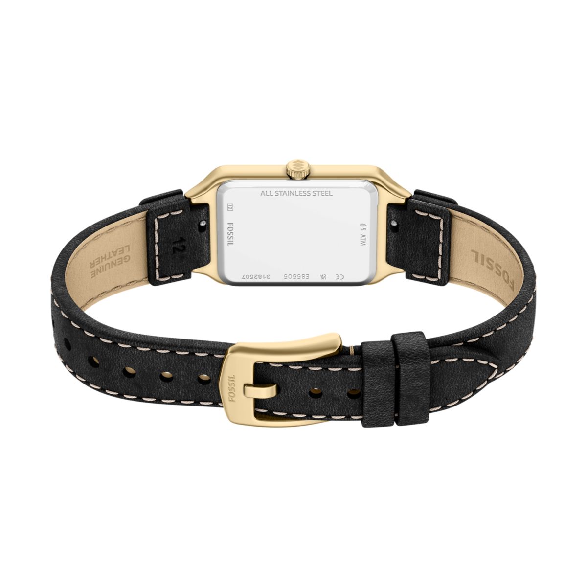 Fossil Raquel Cream Dial Black Leather Strap Women's Watch ES5505 - view 5