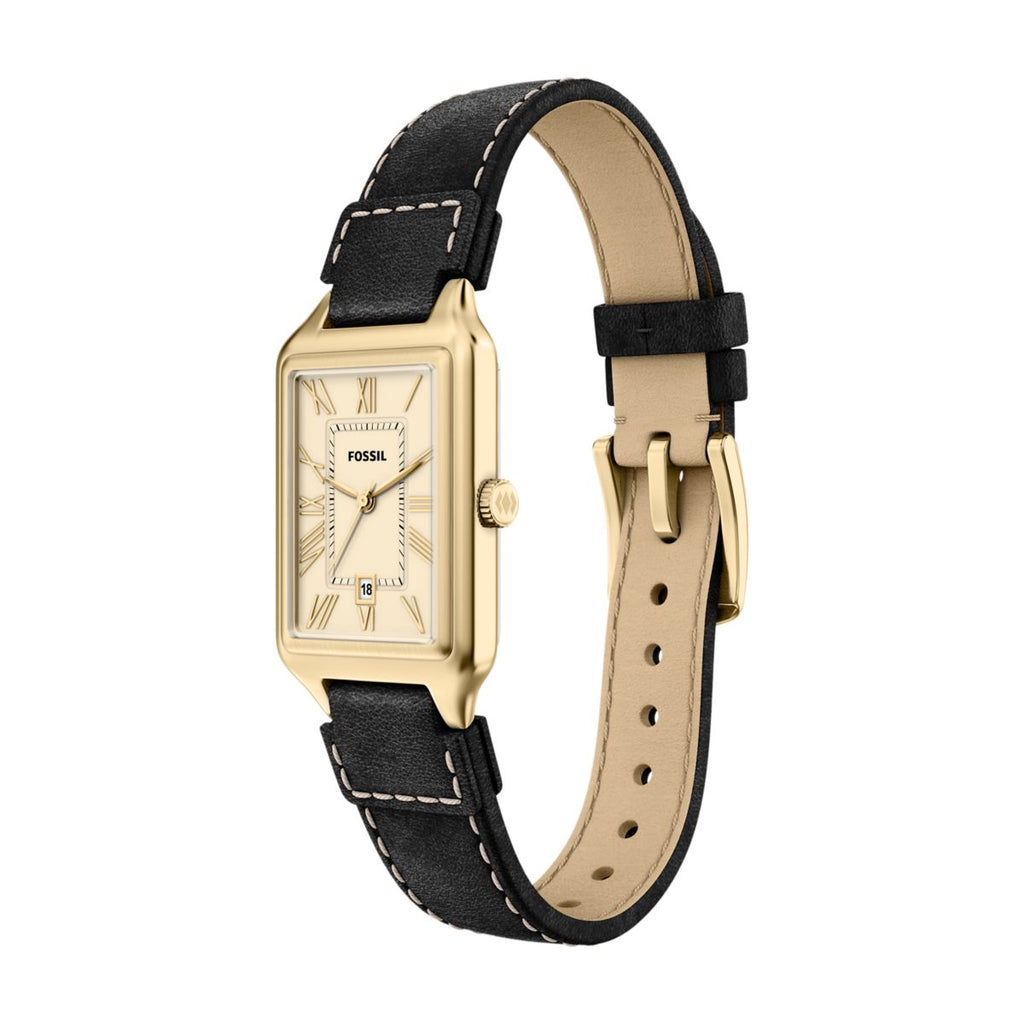 Fossil Raquel Cream Dial Black Leather Strap Women's Watch ES5505 - view 6