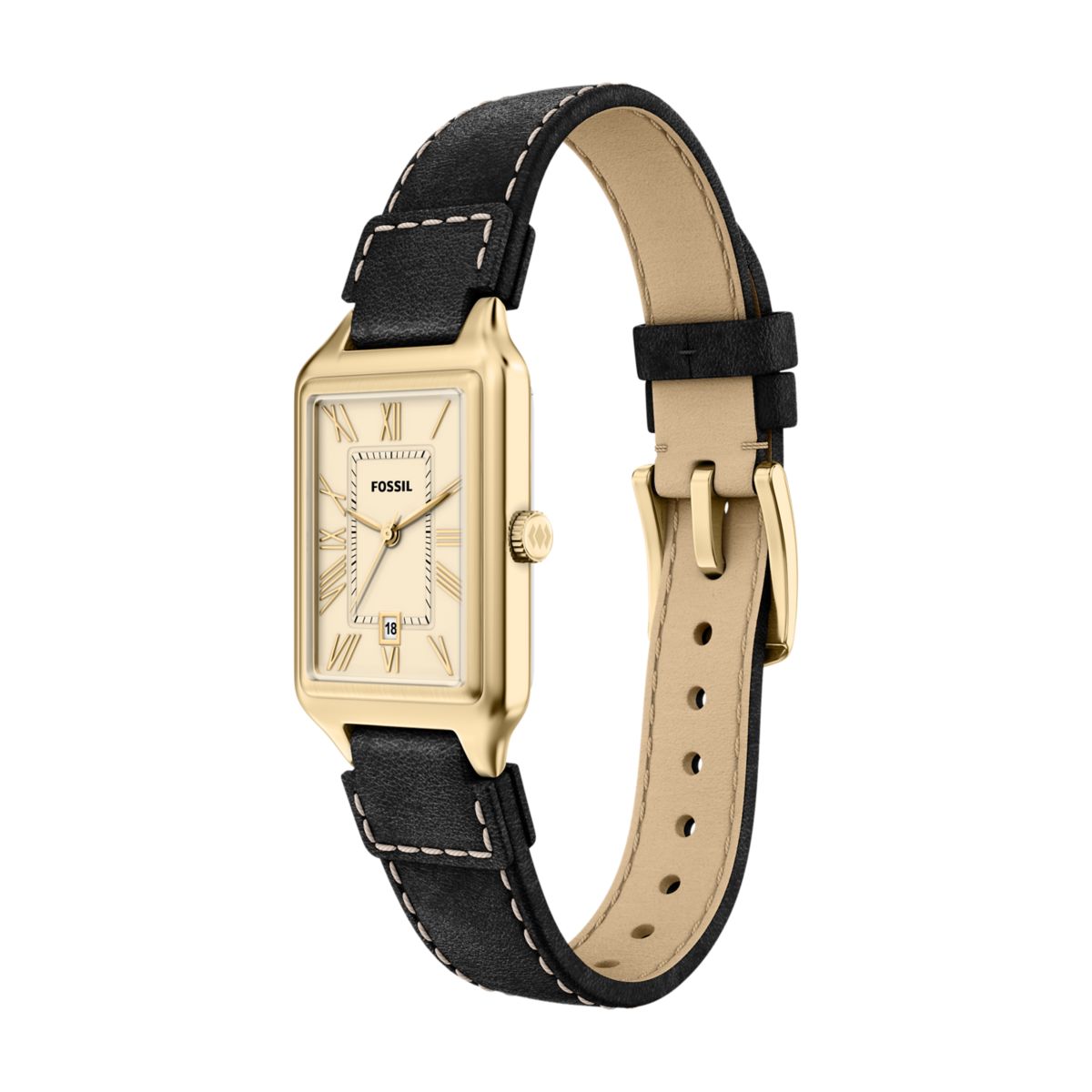 Fossil Raquel Cream Dial Black Leather Strap Women's Watch ES5505 - view 6
